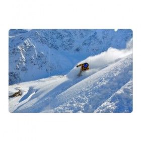Магнитный плакат 3Х2 с принтом Спуск , Полимерный материал с магнитным слоем | 6 деталей размером 9*9 см | гора | зима | лыжник | снег | спорт | спуск