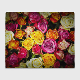 Плед 3D с принтом Букет роз , 100% полиэстер | закругленные углы, все края обработаны. Ткань не мнется и не растягивается | жёлтый | красный | лепестки | прикольные картинки | розы | цветочки | цветы