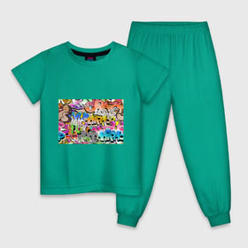 Детская пижама хлопок с принтом Пикассо из будущего , 100% хлопок |  брюки и футболка прямого кроя, без карманов, на брюках мягкая резинка на поясе и по низу штанин
 | искусство | радуга | улицы