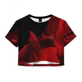 Женская футболка 3D укороченная с принтом Лепестки розы , 100% полиэстер | круглая горловина, длина футболки до линии талии, рукава с отворотами | бабочки | весна | краски | лето | осень | розы | цветок | цветы