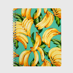 Тетрадь с принтом Банан , 100% бумага | 48 листов, плотность листов — 60 г/м2, плотность картонной обложки — 250 г/м2. Листы скреплены сбоку удобной пружинной спиралью. Уголки страниц и обложки скругленные. Цвет линий — светло-серый
 | banana | банан | бананы | паттерн