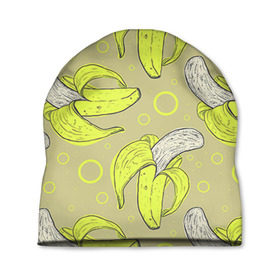 Шапка 3D с принтом Банан 8 , 100% полиэстер | универсальный размер, печать по всей поверхности изделия | banana | банан | бананы | паттерн