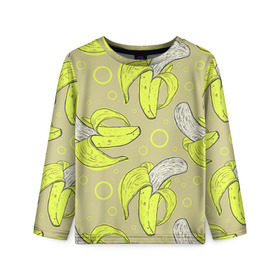 Детский лонгслив 3D с принтом Банан 8 , 100% полиэстер | длинные рукава, круглый вырез горловины, полуприлегающий силуэт
 | banana | банан | бананы | паттерн
