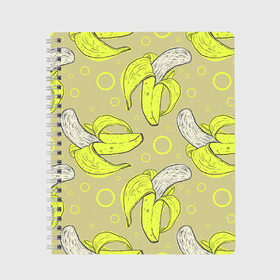 Тетрадь с принтом Банан 8 , 100% бумага | 48 листов, плотность листов — 60 г/м2, плотность картонной обложки — 250 г/м2. Листы скреплены сбоку удобной пружинной спиралью. Уголки страниц и обложки скругленные. Цвет линий — светло-серый
 | banana | банан | бананы | паттерн