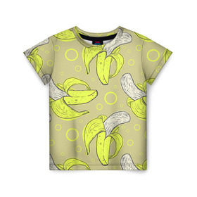 Детская футболка 3D с принтом Банан 8 , 100% гипоаллергенный полиэфир | прямой крой, круглый вырез горловины, длина до линии бедер, чуть спущенное плечо, ткань немного тянется | banana | банан | бананы | паттерн