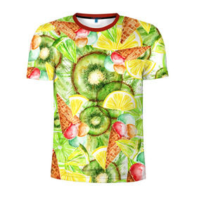 Мужская футболка 3D спортивная с принтом Веселые фрукты 2 , 100% полиэстер с улучшенными характеристиками | приталенный силуэт, круглая горловина, широкие плечи, сужается к линии бедра | апельсин | арбуз | банан | виноград | груша | киви | мороженое | овощи | питание | ппп | правильное | тайланд | фрукт | яблоко