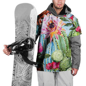 Накидка на куртку 3D с принтом Зелень , 100% полиэстер |  | кактусы | лилия | тропики | цветы