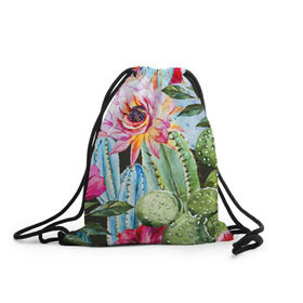 Рюкзак-мешок 3D с принтом Зелень , 100% полиэстер | плотность ткани — 200 г/м2, размер — 35 х 45 см; лямки — толстые шнурки, застежка на шнуровке, без карманов и подкладки | кактусы | лилия | тропики | цветы