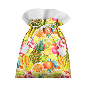 Подарочный 3D мешок с принтом Веселые фрукты 1 , 100% полиэстер | Размер: 29*39 см | Тематика изображения на принте: апельсин | арбуз | банан | виноград | груша | киви | овощи | питание | ппп | правильное | тайланд | фрукт | яблоко