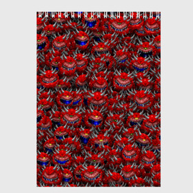 Скетчбук с принтом Какодемоны (pixel-art) , 100% бумага
 | 48 листов, плотность листов — 100 г/м2, плотность картонной обложки — 250 г/м2. Листы скреплены сверху удобной пружинной спиралью | doom | демон | дум