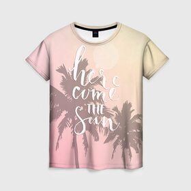 Женская футболка 3D с принтом HAWAII 7 , 100% полиэфир ( синтетическое хлопкоподобное полотно) | прямой крой, круглый вырез горловины, длина до линии бедер | hawaii | гаваи | лето | океан | отдых | пальмы | пляж | серф
