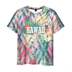 Мужская футболка 3D с принтом HAWAII 5 , 100% полиэфир | прямой крой, круглый вырез горловины, длина до линии бедер | hawaii | гаваи | лето | океан | отдых | пальмы | пляж | серф