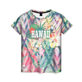 Женская футболка 3D с принтом HAWAII 5 , 100% полиэфир ( синтетическое хлопкоподобное полотно) | прямой крой, круглый вырез горловины, длина до линии бедер | hawaii | гаваи | лето | океан | отдых | пальмы | пляж | серф