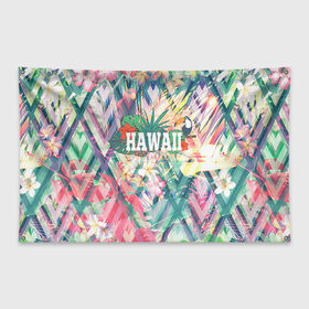Флаг-баннер с принтом HAWAII 5 , 100% полиэстер | размер 67 х 109 см, плотность ткани — 95 г/м2; по краям флага есть четыре люверса для крепления | hawaii | гаваи | лето | океан | отдых | пальмы | пляж | серф