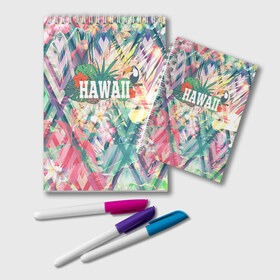 Блокнот с принтом HAWAII 5 , 100% бумага | 48 листов, плотность листов — 60 г/м2, плотность картонной обложки — 250 г/м2. Листы скреплены удобной пружинной спиралью. Цвет линий — светло-серый
 | Тематика изображения на принте: hawaii | гаваи | лето | океан | отдых | пальмы | пляж | серф