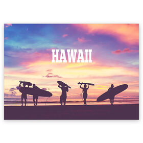 Поздравительная открытка с принтом HAWAII 3 , 100% бумага | плотность бумаги 280 г/м2, матовая, на обратной стороне линовка и место для марки
 | Тематика изображения на принте: hawaii | гаваи | лето | океан | отдых | пальмы | пляж | серф