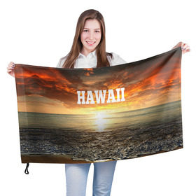 Флаг 3D с принтом HAWAII 1 , 100% полиэстер | плотность ткани — 95 г/м2, размер — 67 х 109 см. Принт наносится с одной стороны | Тематика изображения на принте: 
