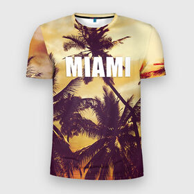 Мужская футболка 3D спортивная с принтом MIAMI , 100% полиэстер с улучшенными характеристиками | приталенный силуэт, круглая горловина, широкие плечи, сужается к линии бедра | miami | лето | майами | маями | океан | отдых | пальмы | пляж | серф