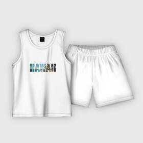 Детская пижама с шортами хлопок с принтом HAWAII 8 ,  |  | hawaii | гаваи | лето | море | океан | пальмы | пляж | серф