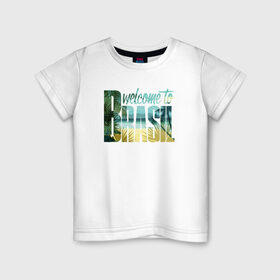 Детская футболка хлопок с принтом Бразилия , 100% хлопок | круглый вырез горловины, полуприлегающий силуэт, длина до линии бедер | Тематика изображения на принте: brasil | бразилия | море | океан | пальмы | пляж