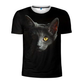 Мужская футболка 3D спортивная с принтом Кошачий взгляд , 100% полиэстер с улучшенными характеристиками | приталенный силуэт, круглая горловина, широкие плечи, сужается к линии бедра | глаз | киска | кот | котёнок | кошка | прикольные картинки | темнота | тьма