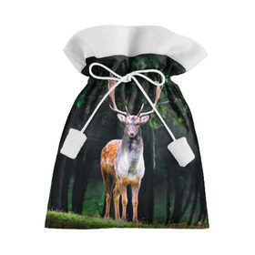 Подарочный 3D мешок с принтом Благородный олень , 100% полиэстер | Размер: 29*39 см | деревья | лес | олень | природа | рога
