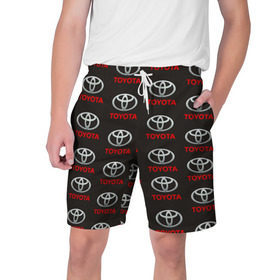 Мужские шорты 3D с принтом Toyota ,  полиэстер 100% | прямой крой, два кармана без застежек по бокам. Мягкая трикотажная резинка на поясе, внутри которой широкие завязки. Длина чуть выше колен | тайота