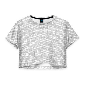 Женская футболка 3D укороченная с принтом Витраж Белый , 100% полиэстер | круглая горловина, длина футболки до линии талии, рукава с отворотами | texture | белый | витраж | текстура