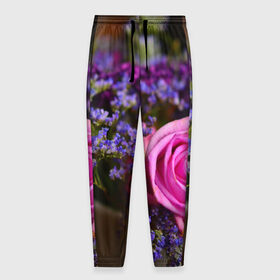 Мужские брюки 3D с принтом Роза , 100% полиэстер | манжеты по низу, эластичный пояс регулируется шнурком, по бокам два кармана без застежек, внутренняя часть кармана из мелкой сетки | 3д | новая | популярная | природа | роза | цветы | яркая