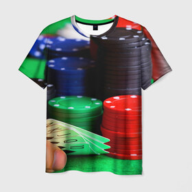 Мужская футболка 3D с принтом Казино , 100% полиэфир | прямой крой, круглый вырез горловины, длина до линии бедер | 
