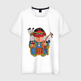 Мужская футболка хлопок с принтом Забавные Индейцы 7 , 100% хлопок | прямой крой, круглый вырез горловины, длина до линии бедер, слегка спущенное плечо. | 