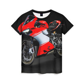 Женская футболка 3D с принтом Ducati , 100% полиэфир ( синтетическое хлопкоподобное полотно) | прямой крой, круглый вырез горловины, длина до линии бедер | ducati | мото | мотоцикл | скорость