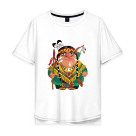 Мужская футболка хлопок Oversize с принтом Забавные Индейцы 10 , 100% хлопок | свободный крой, круглый ворот, “спинка” длиннее передней части | апачи | вождь | воин | животные | запад | канада | лидер | лицо | северная | смешные | талисман | цвет