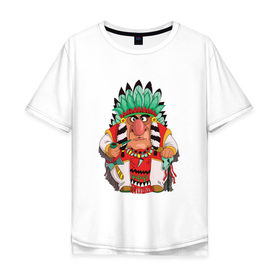 Мужская футболка хлопок Oversize с принтом Забавные Индейцы 12 , 100% хлопок | свободный крой, круглый ворот, “спинка” длиннее передней части | 