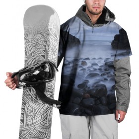 Накидка на куртку 3D с принтом Туманный берег , 100% полиэстер |  | 