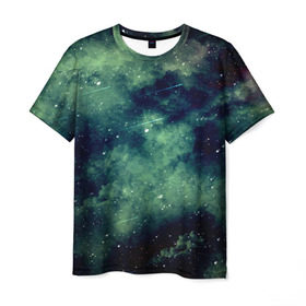 Мужская футболка 3D с принтом Падение звёзд , 100% полиэфир | прямой крой, круглый вырез горловины, длина до линии бедер | вселенная | космос | метеорит