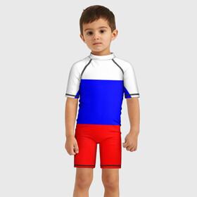 Детский купальный костюм 3D с принтом Россия , Полиэстер 85%, Спандекс 15% | застежка на молнии на спине | народный | россия | русский | страны | триколор | флаг
