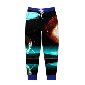 Мужские брюки 3D с принтом Планета , 100% полиэстер | манжеты по низу, эластичный пояс регулируется шнурком, по бокам два кармана без застежек, внутренняя часть кармана из мелкой сетки | вселенная | галактика | звезды | планета