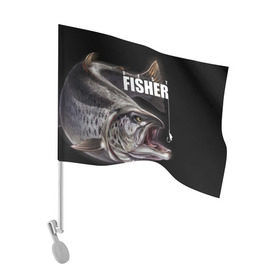 Флаг для автомобиля с принтом Лучший рыбак , 100% полиэстер | Размер: 30*21 см | background | best fisherman | black | fish | fishing | sturgeon | лучший рыбак | осетр | рыба | рыбалка | фон | черный