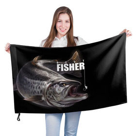 Флаг 3D с принтом Лучший рыбак , 100% полиэстер | плотность ткани — 95 г/м2, размер — 67 х 109 см. Принт наносится с одной стороны | background | best fisherman | black | fish | fishing | sturgeon | лучший рыбак | осетр | рыба | рыбалка | фон | черный
