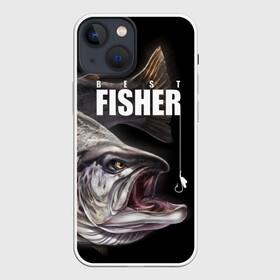 Чехол для iPhone 13 mini с принтом Лучший рыбак ,  |  | Тематика изображения на принте: background | best fisherman | black | fish | fishing | sturgeon | лучший рыбак | осетр | рыба | рыбалка | фон | черный