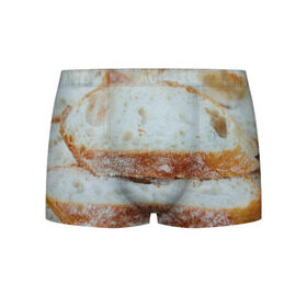 Мужские трусы 3D с принтом Хлеб , 50% хлопок, 50% полиэстер | классическая посадка, на поясе мягкая тканевая резинка | Тематика изображения на принте: батон | булка | булочка | выпечка | еда | кулинария | кусочек | мука | хлеб