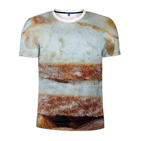 Мужская футболка 3D спортивная с принтом Хлеб , 100% полиэстер с улучшенными характеристиками | приталенный силуэт, круглая горловина, широкие плечи, сужается к линии бедра | Тематика изображения на принте: батон | булка | булочка | выпечка | еда | кулинария | кусочек | мука | хлеб