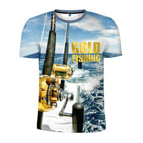 Мужская футболка 3D спортивная с принтом Золотая рыбалка , 100% полиэстер с улучшенными характеристиками | приталенный силуэт, круглая горловина, широкие плечи, сужается к линии бедра | Тематика изображения на принте: boat | fishing rod | gold fishing | ocean | reel | rod | sea | sky | spinning | water | waves | вода | волны | золотая рыбалка | катушка | море | небо | океан | пиннинг | удилище | удочка | яхта