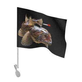 Флаг для автомобиля с принтом Лучший рыбак , 100% полиэстер | Размер: 30*21 см | best fisherman | black background | deep | fish | fishing | jaws | predator | teeth | water | вода | глубина | зубы | лучший | пасть | рыба | рыбак | рыбалка | хищник | черный фон