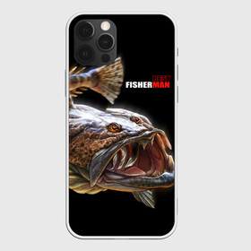 Чехол для iPhone 12 Pro с принтом Лучший рыбак , силикон | область печати: задняя сторона чехла, без боковых панелей | best fisherman | black background | deep | fish | fishing | jaws | predator | teeth | water | вода | глубина | зубы | лучший | пасть | рыба | рыбак | рыбалка | хищник | черный фон