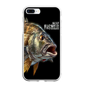 Чехол для iPhone 7Plus/8 Plus матовый с принтом Лучший рыбак , Силикон | Область печати: задняя сторона чехла, без боковых панелей | background | best fisherman | black | fish | fishing | лучший рыбак | рыба | рыбалка | фон | черный