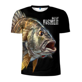 Мужская футболка 3D спортивная с принтом Лучший рыбак , 100% полиэстер с улучшенными характеристиками | приталенный силуэт, круглая горловина, широкие плечи, сужается к линии бедра | background | best fisherman | black | fish | fishing | лучший рыбак | рыба | рыбалка | фон | черный