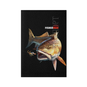 Обложка для паспорта матовая кожа с принтом Лучший рыбак , натуральная матовая кожа | размер 19,3 х 13,7 см; прозрачные пластиковые крепления | background | best fisherman | black | fish | fishing | лучший рыбак | рыба | рыбалка | фон | черный