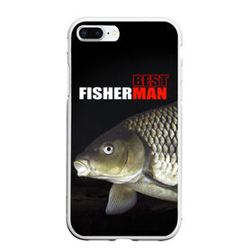 Чехол для iPhone 7Plus/8 Plus матовый с принтом Лучший рыбак , Силикон | Область печати: задняя сторона чехла, без боковых панелей | background | best fisherman | black | fish | fishing | лещ | лучший рыбак | рыба | рыбалка | фон | черный